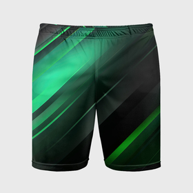 Мужские шорты спортивные с принтом Black green   abstract в Екатеринбурге,  |  | 