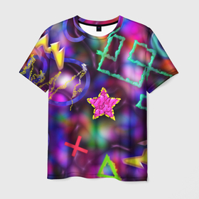 Мужская футболка 3D с принтом Праздничный street art со  звёздочкой в Курске, 100% полиэфир | прямой крой, круглый вырез горловины, длина до линии бедер | Тематика изображения на принте: 