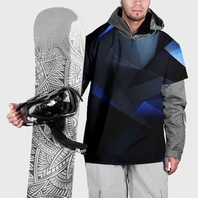 Накидка на куртку 3D с принтом Черная и голубая текстура в Кировске, 100% полиэстер |  | 