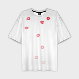 Мужская футболка oversize 3D с принтом Следы поцелуев губы в Курске,  |  | 