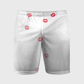 Мужские шорты спортивные с принтом Следы поцелуев губы в Курске,  |  | Тематика изображения на принте: 