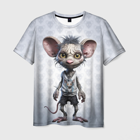 Мужская футболка 3D с принтом Забавный крыс в Екатеринбурге, 100% полиэфир | прямой крой, круглый вырез горловины, длина до линии бедер | 