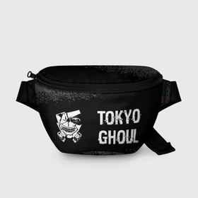 Поясная сумка 3D с принтом Tokyo Ghoul glitch на темном фоне: надпись и символ в Санкт-Петербурге, 100% полиэстер | плотная ткань, ремень с регулируемой длиной, внутри несколько карманов для мелочей, основное отделение и карман с обратной стороны сумки застегиваются на молнию | 