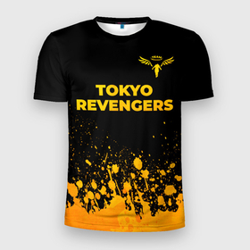 Мужская футболка 3D Slim с принтом Tokyo Revengers   gold gradient: символ сверху в Екатеринбурге, 100% полиэстер с улучшенными характеристиками | приталенный силуэт, круглая горловина, широкие плечи, сужается к линии бедра | 