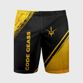 Мужские шорты спортивные с принтом Code Geass   gold gradient: надпись, символ ,  |  | Тематика изображения на принте: 