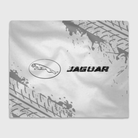 Плед 3D с принтом Jaguar speed на светлом фоне со следами шин: надпись и символ в Новосибирске, 100% полиэстер | закругленные углы, все края обработаны. Ткань не мнется и не растягивается | 