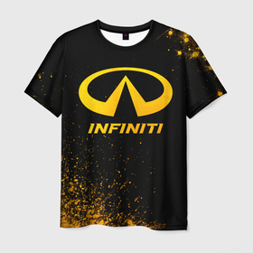 Мужская футболка 3D с принтом Infiniti   gold gradient в Кировске, 100% полиэфир | прямой крой, круглый вырез горловины, длина до линии бедер | 