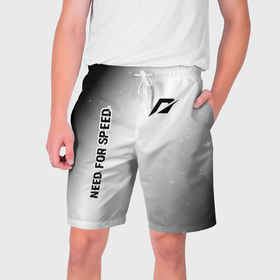 Мужские шорты 3D с принтом Need for Speed glitch на светлом фоне: надпись, символ ,  полиэстер 100% | прямой крой, два кармана без застежек по бокам. Мягкая трикотажная резинка на поясе, внутри которой широкие завязки. Длина чуть выше колен | 