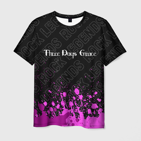 Мужская футболка 3D с принтом Three Days Grace rock legends: символ сверху в Кировске, 100% полиэфир | прямой крой, круглый вырез горловины, длина до линии бедер | Тематика изображения на принте: 