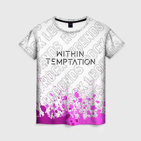 Женская футболка 3D с принтом Within Temptation rock legends: символ сверху в Новосибирске, 100% полиэфир ( синтетическое хлопкоподобное полотно) | прямой крой, круглый вырез горловины, длина до линии бедер | 