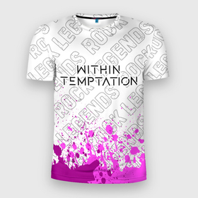 Мужская футболка 3D Slim с принтом Within Temptation rock legends: символ сверху в Санкт-Петербурге, 100% полиэстер с улучшенными характеристиками | приталенный силуэт, круглая горловина, широкие плечи, сужается к линии бедра | Тематика изображения на принте: 