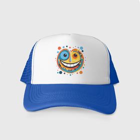 Кепка тракер с сеткой с принтом Разноцветный cмайлик в городе Новоалтайск, трикотажное полотно; задняя часть — сетка | длинный козырек, универсальный размер, пластиковая застежка | 
