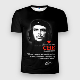 Мужская футболка 3D Slim с принтом Che Guevara автограф в Кировске, 100% полиэстер с улучшенными характеристиками | приталенный силуэт, круглая горловина, широкие плечи, сужается к линии бедра | 