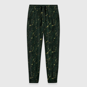 Мужские брюки 3D с принтом Текстура зелёный мрамор в Новосибирске, 100% полиэстер | манжеты по низу, эластичный пояс регулируется шнурком, по бокам два кармана без застежек, внутренняя часть кармана из мелкой сетки | 