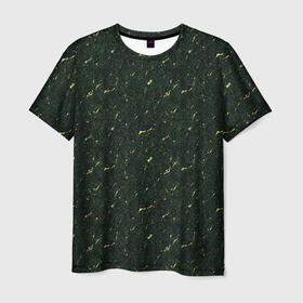 Мужская футболка 3D с принтом Текстура зелёный мрамор в Курске, 100% полиэфир | прямой крой, круглый вырез горловины, длина до линии бедер | 