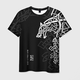 Мужская футболка 3D с принтом Волки спутники Одина в Санкт-Петербурге, 100% полиэфир | прямой крой, круглый вырез горловины, длина до линии бедер | 