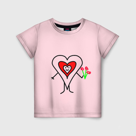 Детская футболка 3D с принтом Сердечко с цветами рисунок в Кировске, 100% гипоаллергенный полиэфир | прямой крой, круглый вырез горловины, длина до линии бедер, чуть спущенное плечо, ткань немного тянется | 