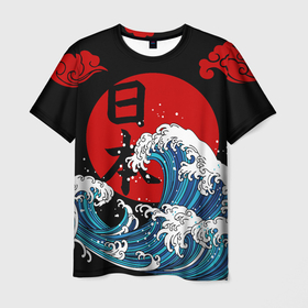 Мужская футболка 3D с принтом Japan sea в Курске, 100% полиэфир | прямой крой, круглый вырез горловины, длина до линии бедер | 