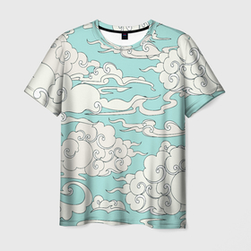 Мужская футболка 3D с принтом Fly clouds в Петрозаводске, 100% полиэфир | прямой крой, круглый вырез горловины, длина до линии бедер | 