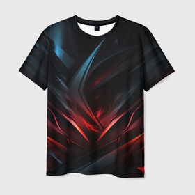Мужская футболка 3D с принтом Black  red  abstract в Курске, 100% полиэфир | прямой крой, круглый вырез горловины, длина до линии бедер | 