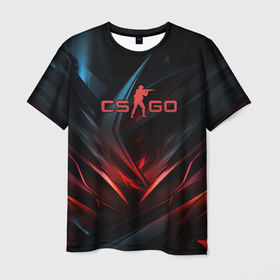 Мужская футболка 3D с принтом CS GO dark red black в Кировске, 100% полиэфир | прямой крой, круглый вырез горловины, длина до линии бедер | 