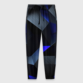 Мужские брюки 3D с принтом Black  blue  abstract в Кировске, 100% полиэстер | манжеты по низу, эластичный пояс регулируется шнурком, по бокам два кармана без застежек, внутренняя часть кармана из мелкой сетки | 