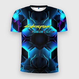 Мужская футболка 3D Slim с принтом Cyberpunk 2077   neon  texture , 100% полиэстер с улучшенными характеристиками | приталенный силуэт, круглая горловина, широкие плечи, сужается к линии бедра | 