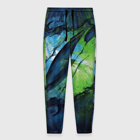 Мужские брюки 3D с принтом Green blue abstract в Кировске, 100% полиэстер | манжеты по низу, эластичный пояс регулируется шнурком, по бокам два кармана без застежек, внутренняя часть кармана из мелкой сетки | 
