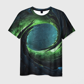 Мужская футболка 3D с принтом Объемная зеленая абстракция в Кировске, 100% полиэфир | прямой крой, круглый вырез горловины, длина до линии бедер | Тематика изображения на принте: 