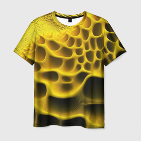 Мужская футболка 3D с принтом Yellow  background в Курске, 100% полиэфир | прямой крой, круглый вырез горловины, длина до линии бедер | 