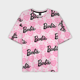 Мужская футболка oversize 3D с принтом Логотип Барби и розовое кружево в Санкт-Петербурге,  |  | 