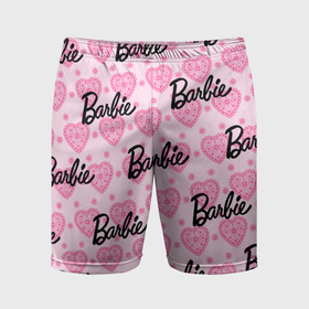 Мужские шорты спортивные с принтом Логотип Барби и розовое кружево в Кировске,  |  | 