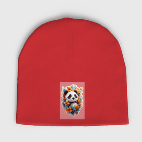 Мужская шапка демисезонная с принтом Черно белая панда в Кировске,  |  | Тематика изображения на принте: 