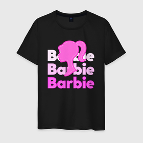 Мужская футболка хлопок с принтом Логотип Барби объемный в Новосибирске, 100% хлопок | прямой крой, круглый вырез горловины, длина до линии бедер, слегка спущенное плечо. | Тематика изображения на принте: 