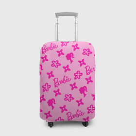 Чехол для чемодана 3D с принтом Барби паттерн розовый в Санкт-Петербурге, 86% полиэфир, 14% спандекс | двустороннее нанесение принта, прорези для ручек и колес | 