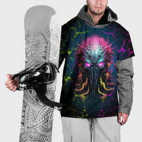 Накидка на куртку 3D с принтом Alien   neon style в Екатеринбурге, 100% полиэстер |  | Тематика изображения на принте: 