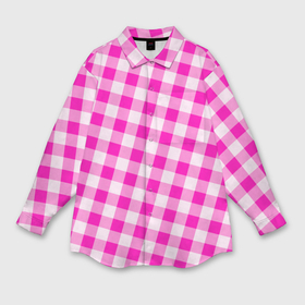 Мужская рубашка oversize 3D с принтом Розовая клетка Барби в Кировске,  |  | 