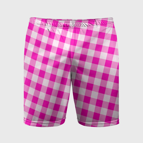 Мужские шорты спортивные с принтом Розовая клетка Барби ,  |  | 