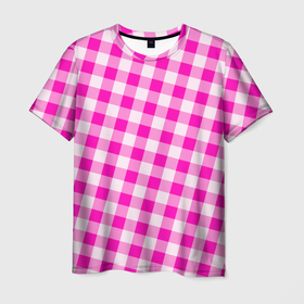 Мужская футболка 3D с принтом Розовая клетка Барби в Кировске, 100% полиэфир | прямой крой, круглый вырез горловины, длина до линии бедер | 