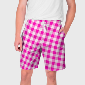 Мужские шорты 3D с принтом Розовая клетка Барби в Кировске,  полиэстер 100% | прямой крой, два кармана без застежек по бокам. Мягкая трикотажная резинка на поясе, внутри которой широкие завязки. Длина чуть выше колен | 