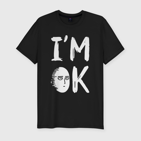 Мужская футболка хлопок Slim с принтом Сайтама Ok мем в Кировске, 92% хлопок, 8% лайкра | приталенный силуэт, круглый вырез ворота, длина до линии бедра, короткий рукав | 