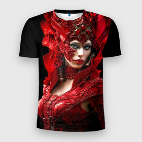Мужская футболка 3D Slim с принтом Красная королева в Кировске, 100% полиэстер с улучшенными характеристиками | приталенный силуэт, круглая горловина, широкие плечи, сужается к линии бедра | 