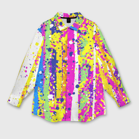 Мужская рубашка oversize 3D с принтом Брызги ярких красок в Петрозаводске,  |  | 