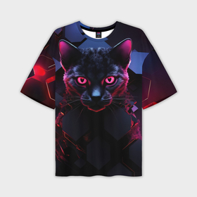 Мужская футболка oversize 3D с принтом Panther cyberpunk в Тюмени,  |  | 