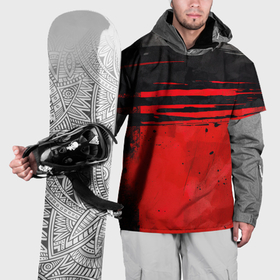 Накидка на куртку 3D с принтом Black  red texture в Курске, 100% полиэстер |  | 
