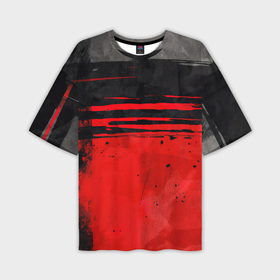 Мужская футболка oversize 3D с принтом Black  red texture в Тюмени,  |  | 