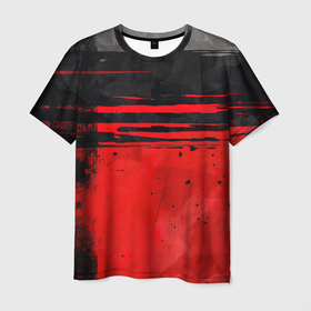 Мужская футболка 3D с принтом Black  red texture в Белгороде, 100% полиэфир | прямой крой, круглый вырез горловины, длина до линии бедер | 