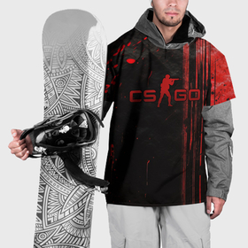 Накидка на куртку 3D с принтом CS GO black red brushes в Петрозаводске, 100% полиэстер |  | 