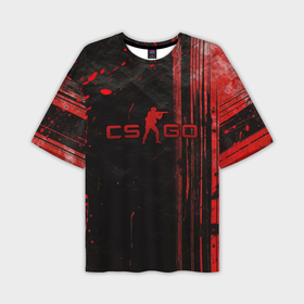 Мужская футболка oversize 3D с принтом CS GO black red brushes в Кировске,  |  | 