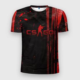 Мужская футболка 3D Slim с принтом CS GO black red brushes в Петрозаводске, 100% полиэстер с улучшенными характеристиками | приталенный силуэт, круглая горловина, широкие плечи, сужается к линии бедра | 